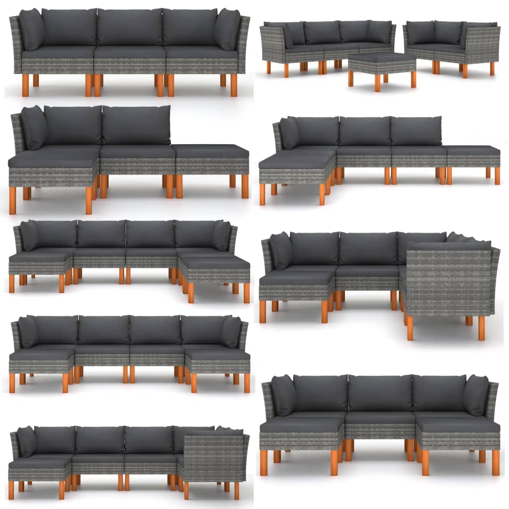Tuinbank Poly Rattan En Massief Eucalyptushout 1 Grijs Fauteuil