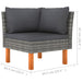 3-Delige Loungeset Poly Rattan En Massief Eucalyptushout 1 Grijs Middenbank + hoekbank + Voetensteun