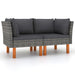 Hoekbanken 2 St Poly Rattan En Massief Eucalyptushout 1 Grijs Hoekbank (linkerarmleuning) + hoekbank (rechterarmleuning)