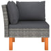 Hoekbanken 2 St Poly Rattan En Massief Eucalyptushout 1 Grijs Hoekbank (linkerarmleuning) + hoekbank (rechterarmleuning)