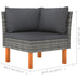 3-Delige Loungeset Poly Rattan En Massief Eucalyptushout 1 Grijs Hoekbank + voetensteun (2 st)