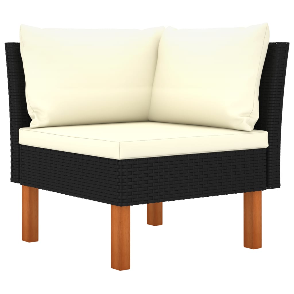 Hoekbank Poly Rattan En Massief Eucalyptushout 1 Zwart