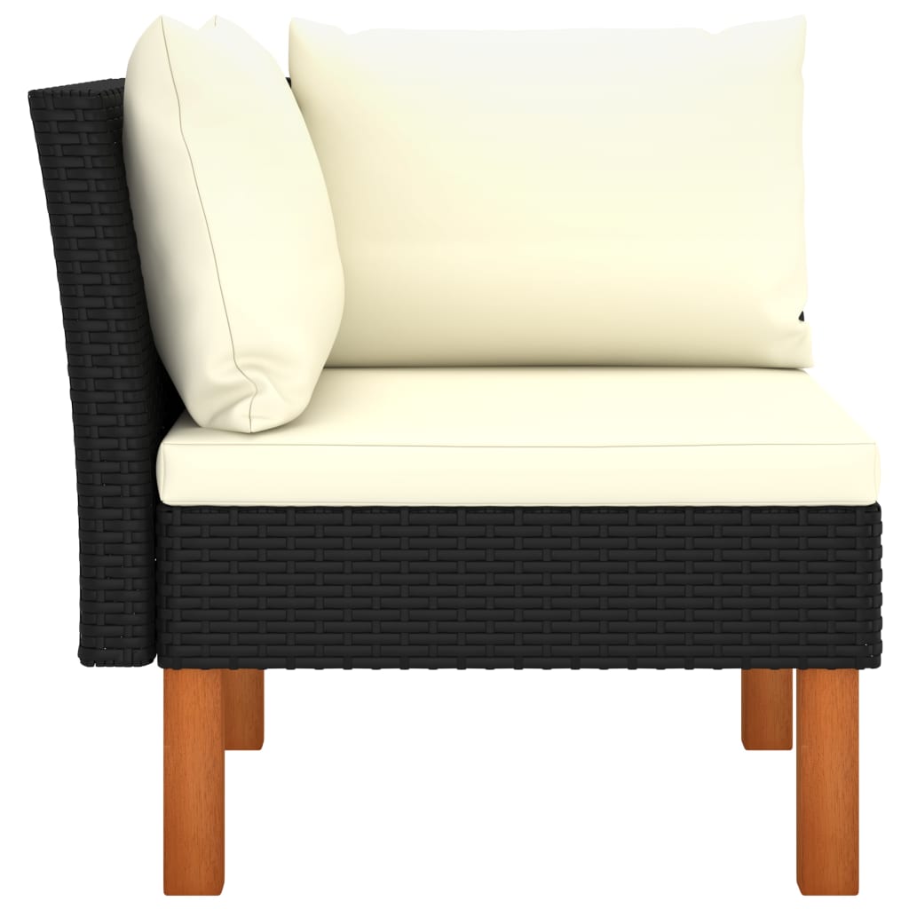 Hoekbank Poly Rattan En Massief Eucalyptushout 1 Zwart