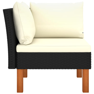 Hoekbank Poly Rattan En Massief Eucalyptushout 1 Zwart
