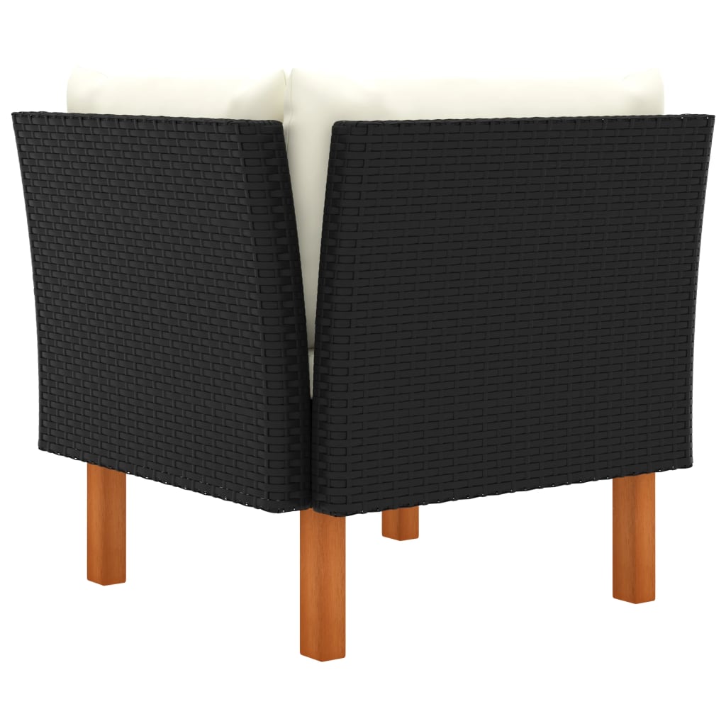 Hoekbank Poly Rattan En Massief Eucalyptushout 1 Zwart