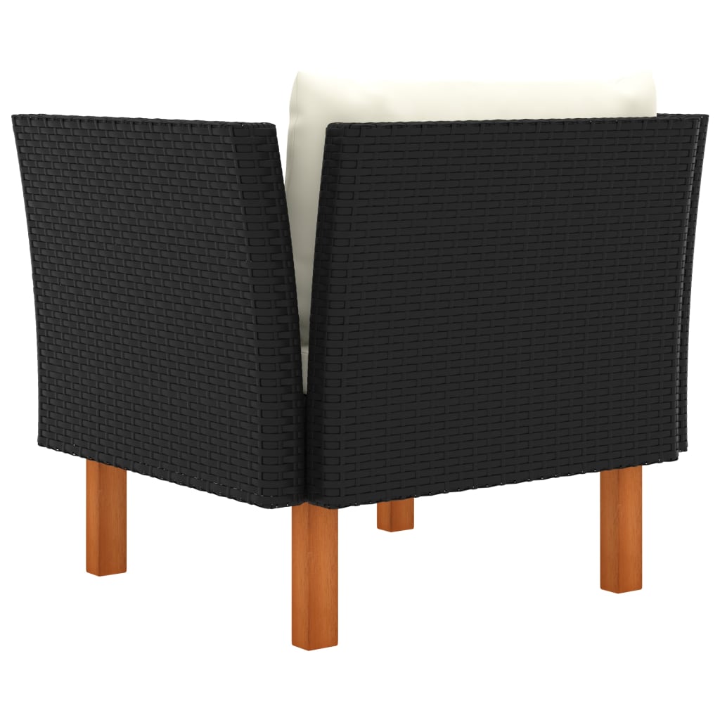 Tuinbank Poly Rattan En Massief Eucalyptushout 1 Zwart Fauteuil