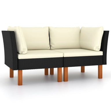 Hoekbanken 2 St Poly Rattan En Massief Eucalyptushout 1 Zwart Hoekbank (linkerarmleuning) + hoekbank (rechterarmleuning)