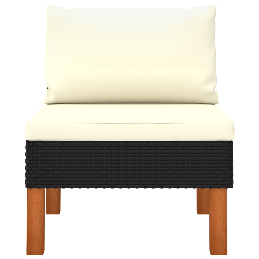 Middenbanken 3 St Poly Rattan En Massief Eucalyptushout 1 Zwart Middenbank (3 st)