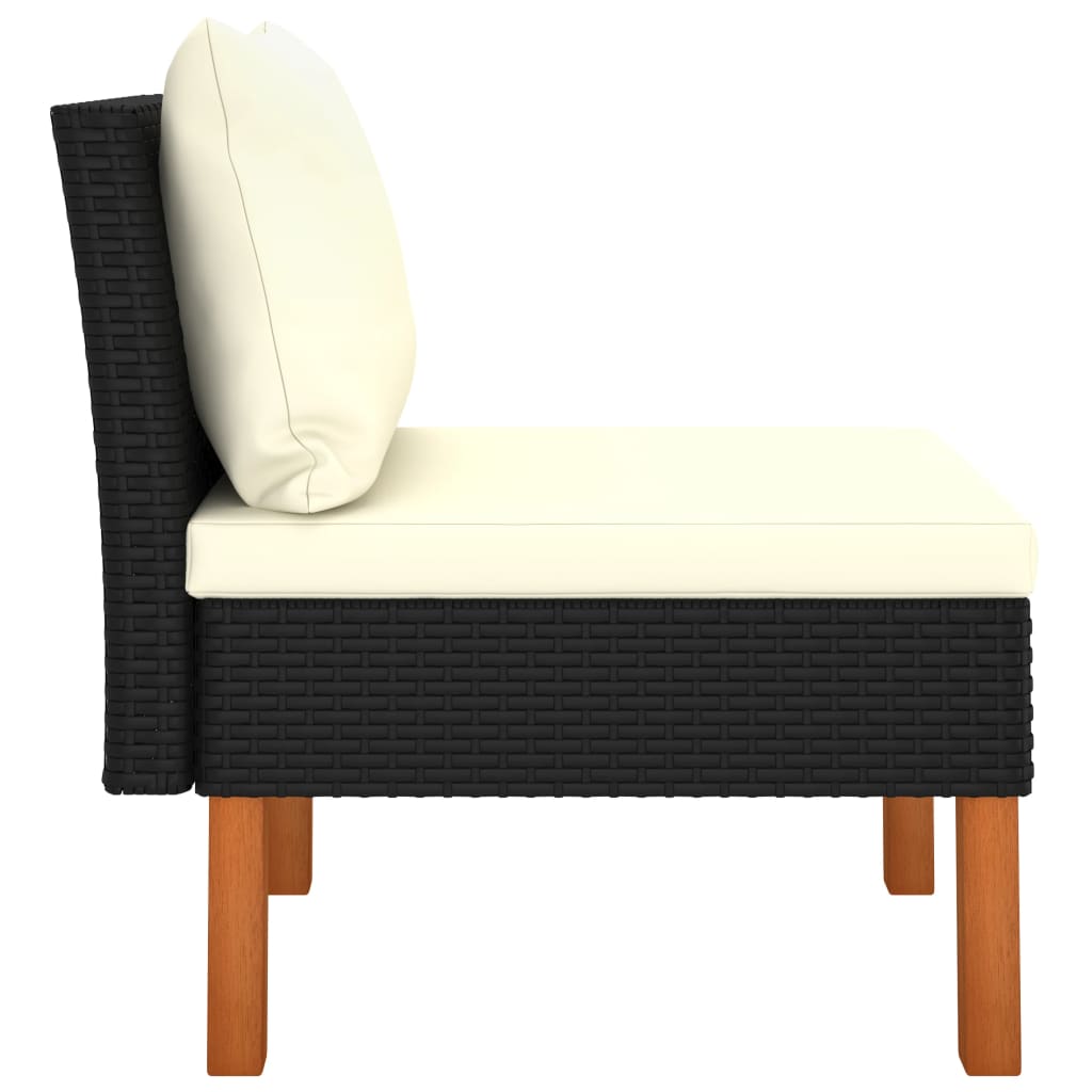 Middenbanken 3 St Poly Rattan En Massief Eucalyptushout 1 Zwart Middenbank (3 st)