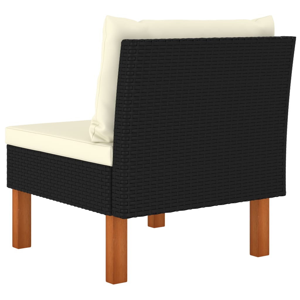 Middenbanken 3 St Poly Rattan En Massief Eucalyptushout 1 Zwart Middenbank (3 st)