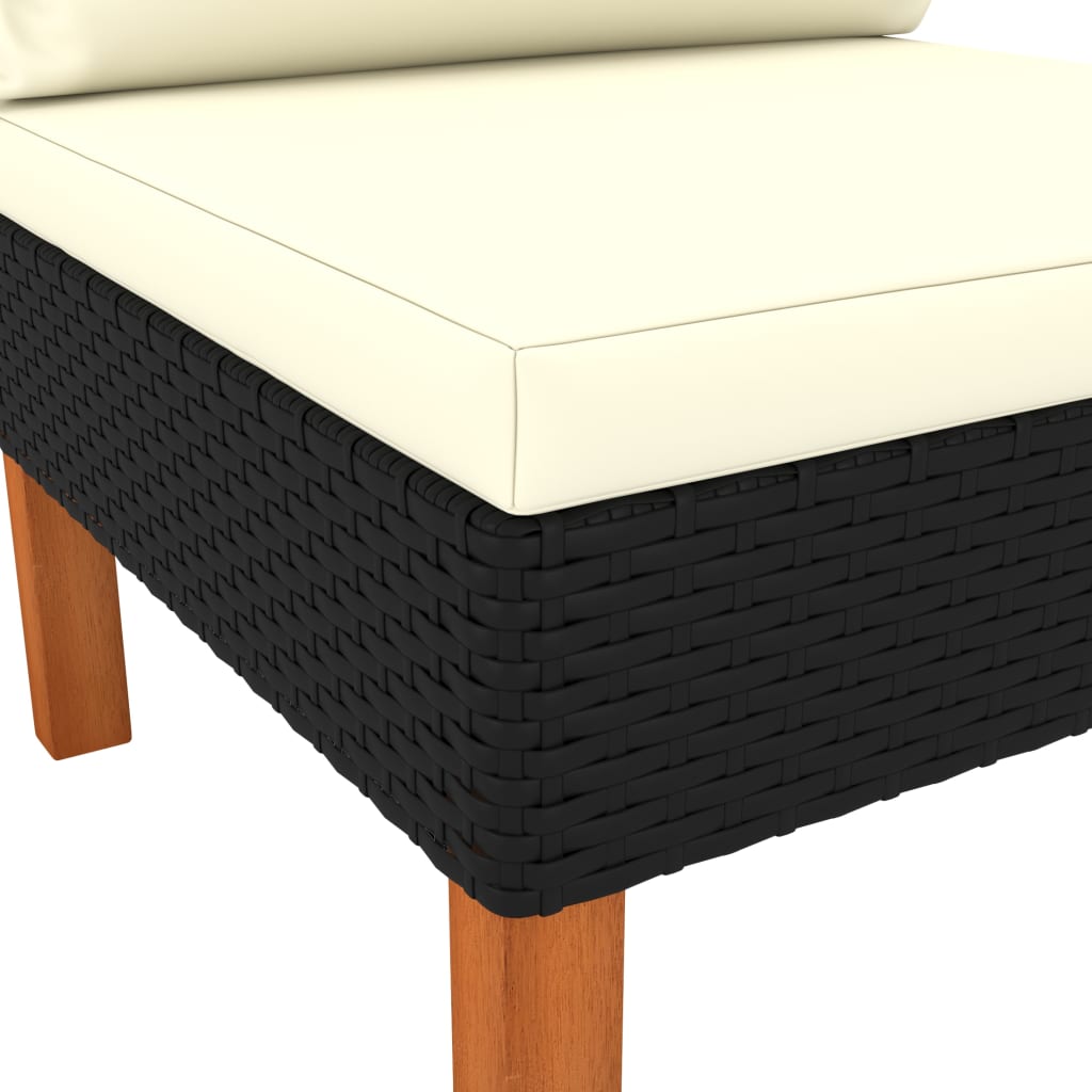 Middenbanken 3 St Poly Rattan En Massief Eucalyptushout 1 Zwart Middenbank (3 st)