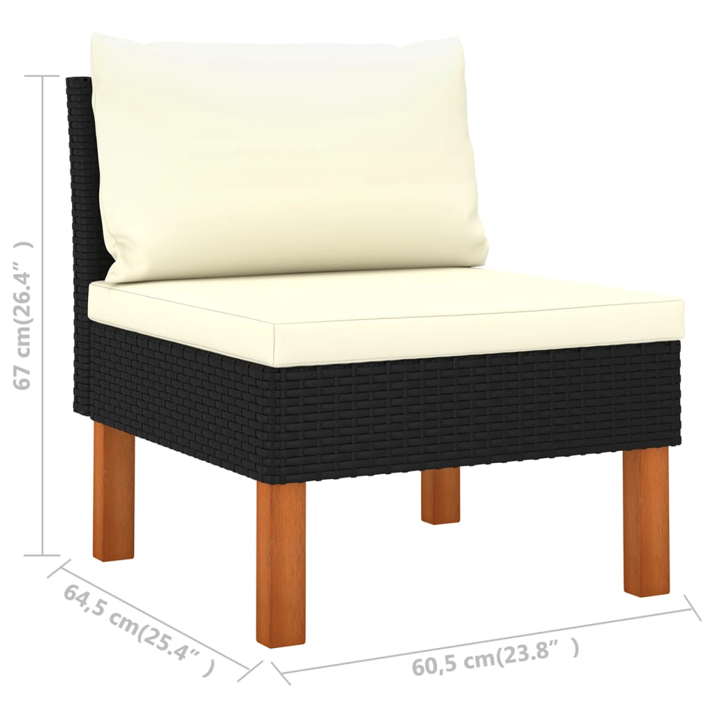 Middenbanken 3 St Poly Rattan En Massief Eucalyptushout 1 Zwart Middenbank (3 st)