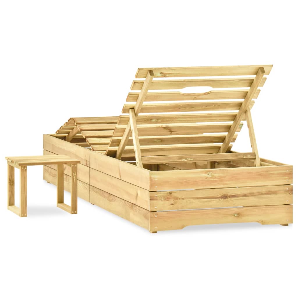 Ligbed met tafel groen geïmpregneerd grenenhout