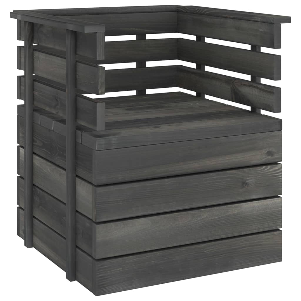 Tuinfauteuil Pallet Massief Grenenhout Donkergrijs 1