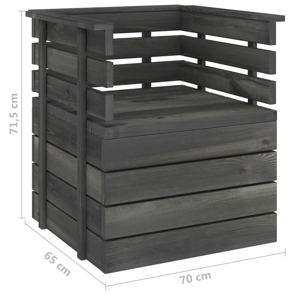Tuinfauteuil Pallet Massief Grenenhout Donkergrijs 1