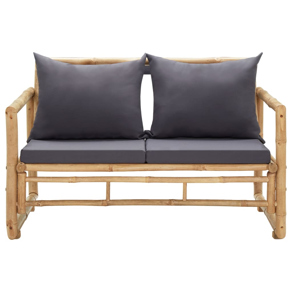 Tuinbank Met Kussens 115 Cm Bamboe Grijs