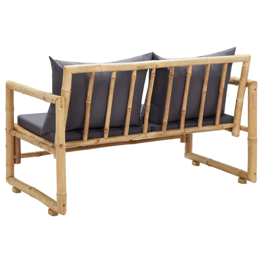 Tuinbank Met Kussens 115 Cm Bamboe Grijs