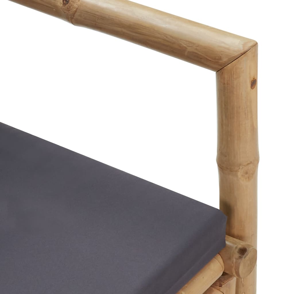 Tuinbank Met Kussens 115 Cm Bamboe Grijs