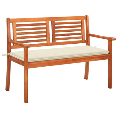 Tuinbank 2-Zits Met Kussen 120 Cm Massief Eucalyptushout Crème