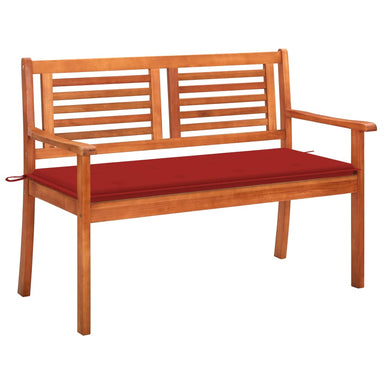 Tuinbank 2-Zits Met Kussen 120 Cm Massief Eucalyptushout Rood