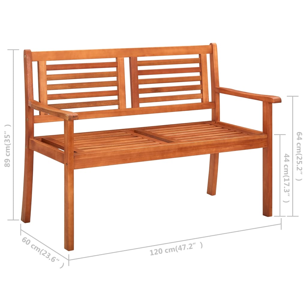 Tuinbank 2-Zits Met Kussen 120 Cm Massief Eucalyptushout Rood
