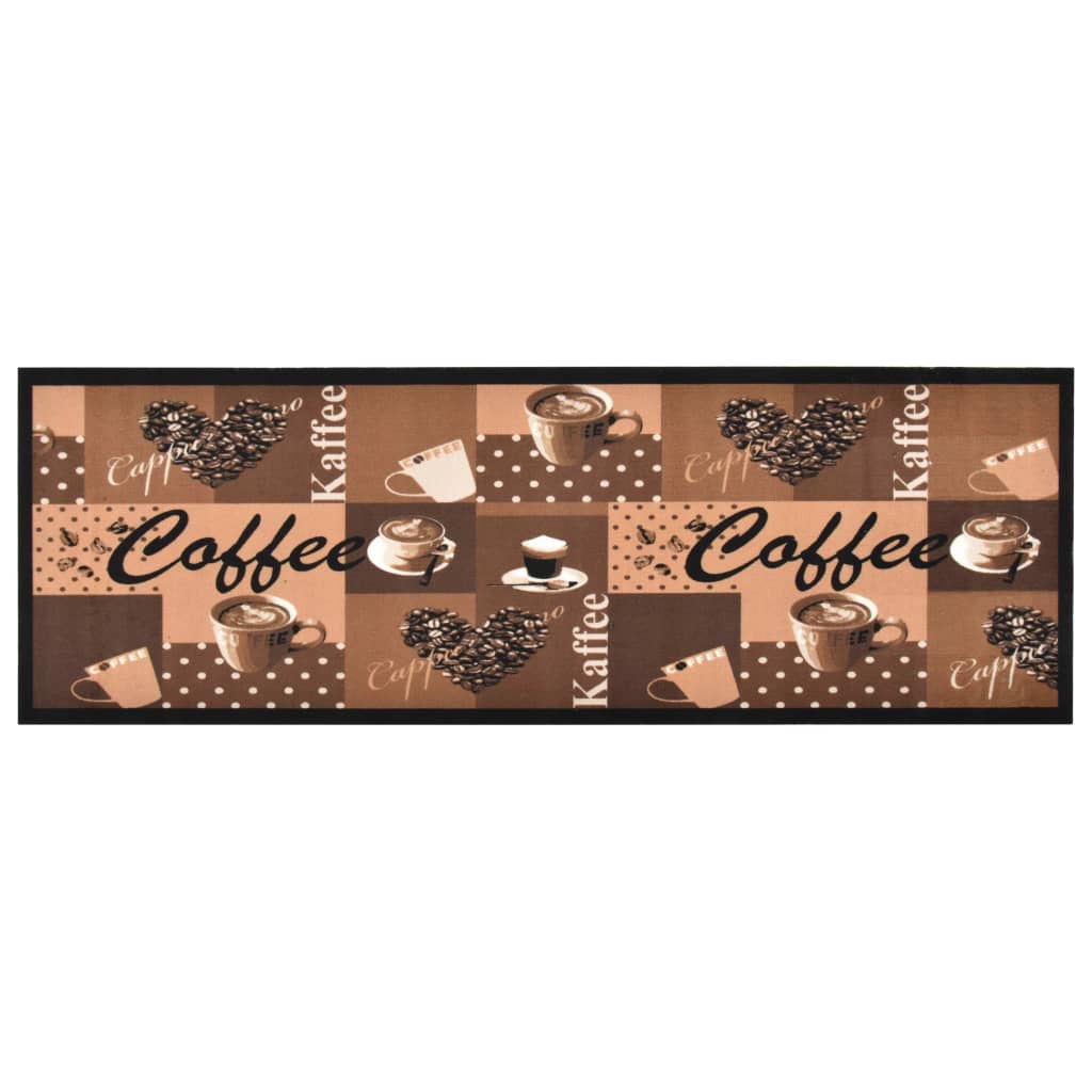 Keukenmat wasbaar Coffee 60x300 cm bruin