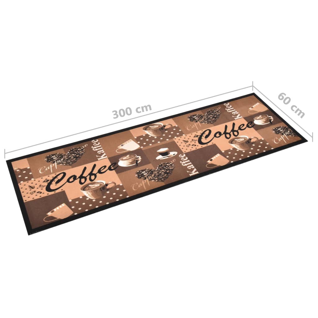 Keukenmat wasbaar Coffee 60x300 cm bruin