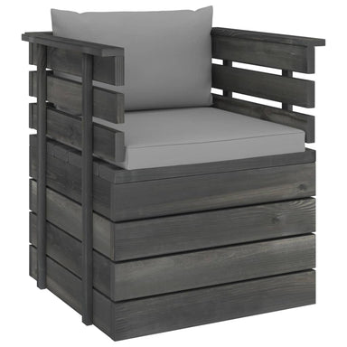 Tuinfauteuil Met Kussens Pallet Grenenhout 1 Grijs