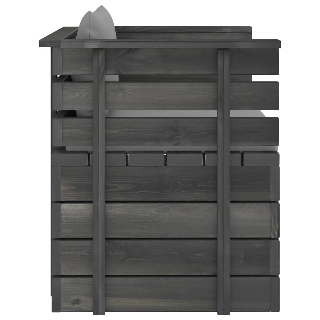 Tuinfauteuil Met Kussens Pallet Grenenhout 1 Grijs