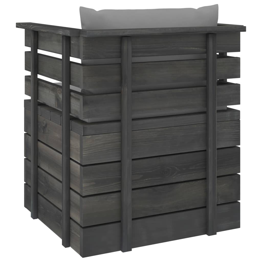 Tuinfauteuil Met Kussens Pallet Grenenhout 1 Grijs