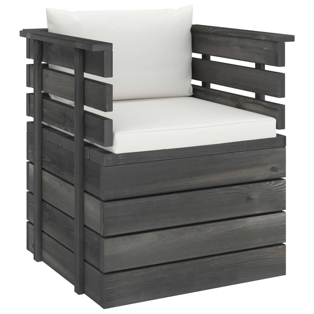 Tuinfauteuil Met Kussens Pallet Grenenhout 1 Crème