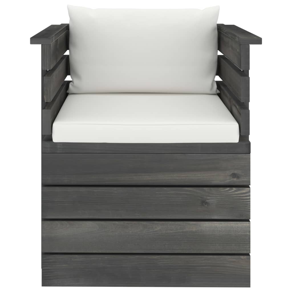 Tuinfauteuil Met Kussens Pallet Grenenhout 1 Crème