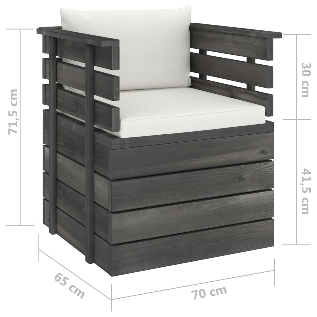 Tuinfauteuil Met Kussens Pallet Grenenhout 1 Crème