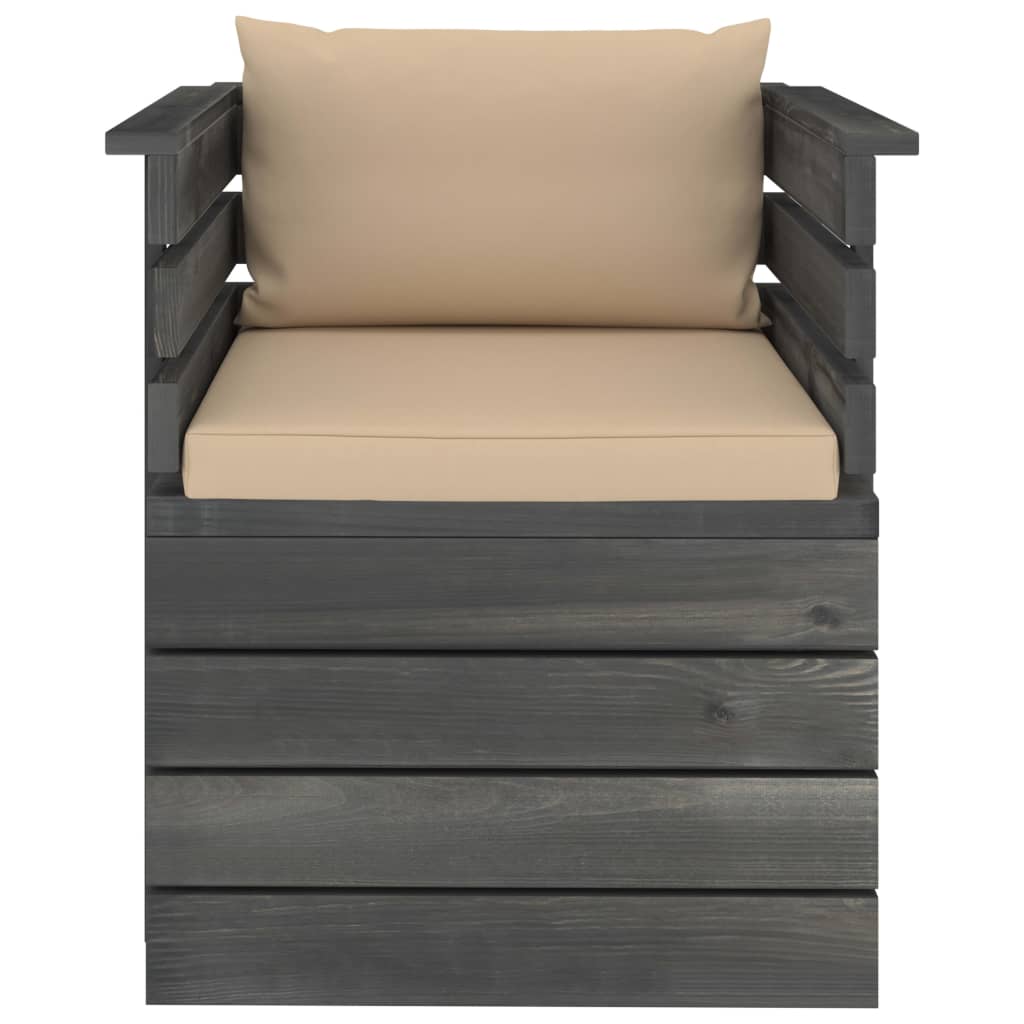 Tuinfauteuil Met Kussens Pallet Grenenhout 1 Beige