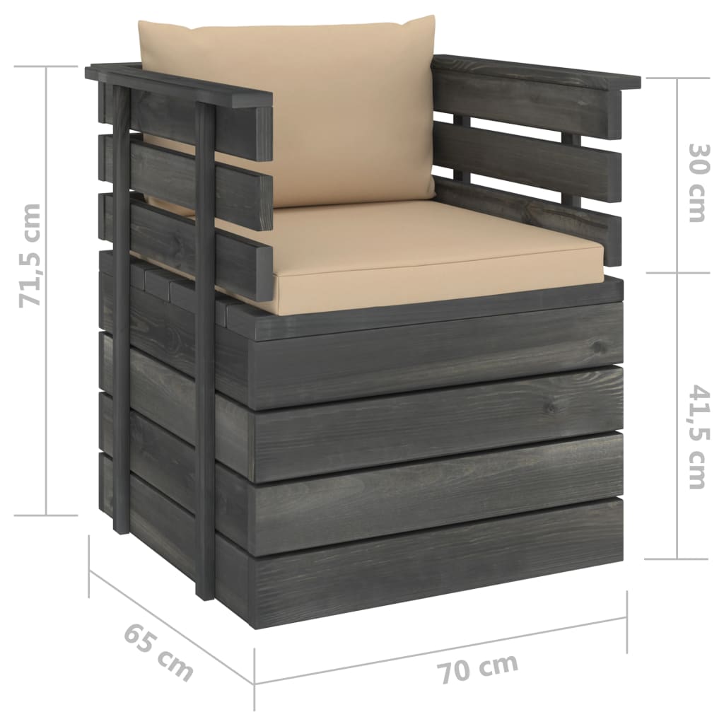 Tuinfauteuil Met Kussens Pallet Grenenhout 1 Beige