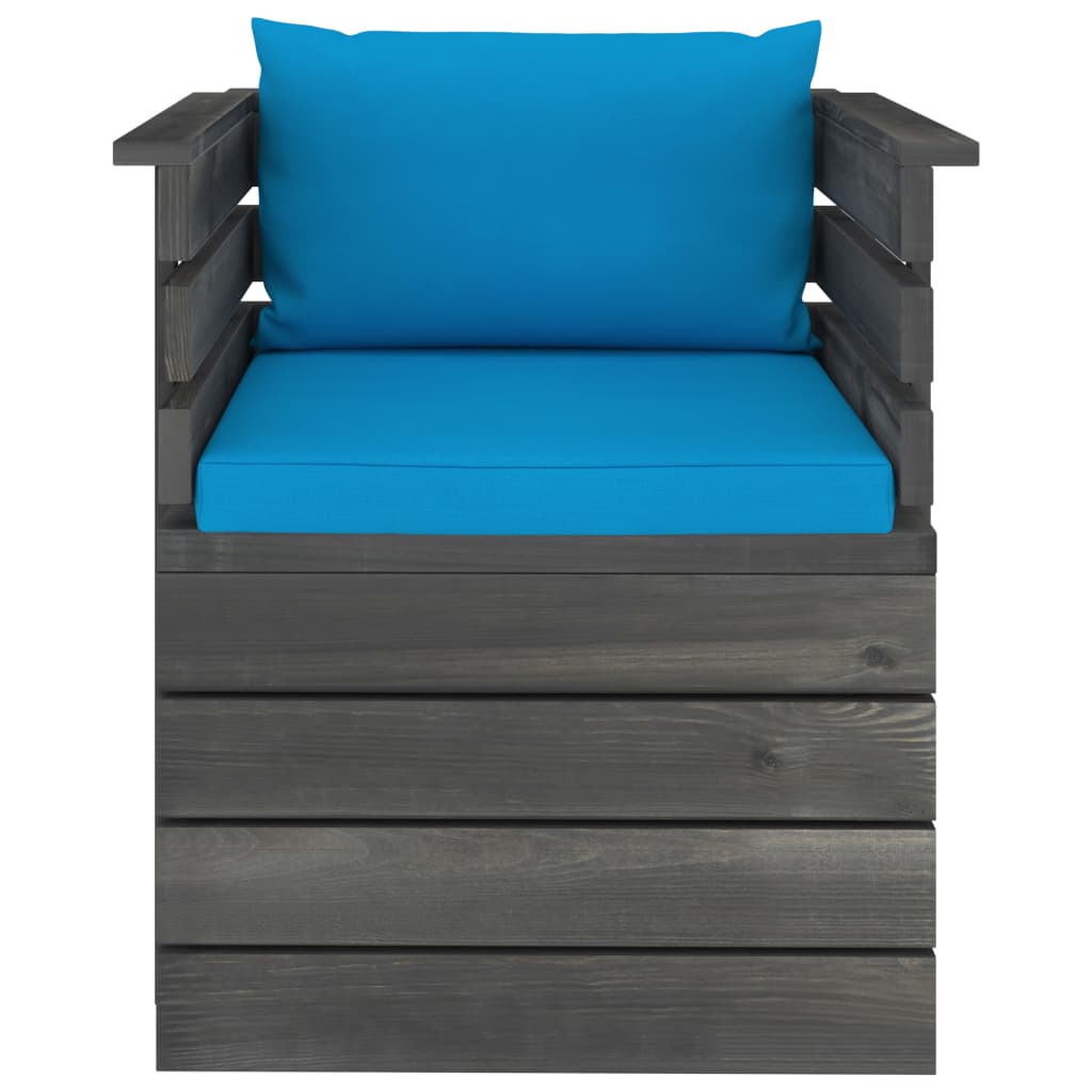 Tuinfauteuil Met Kussens Pallet Grenenhout 1 lichtblauw