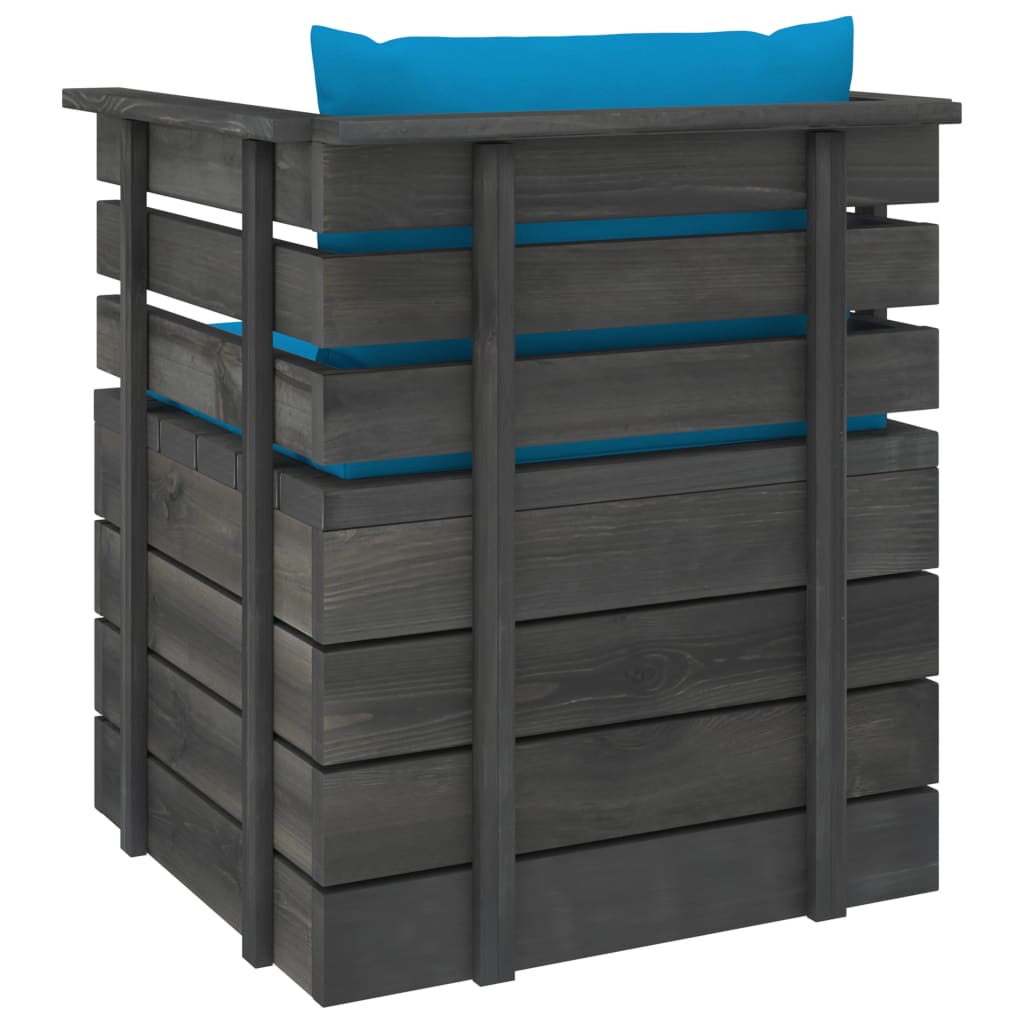 Tuinfauteuil Met Kussens Pallet Grenenhout 1 lichtblauw