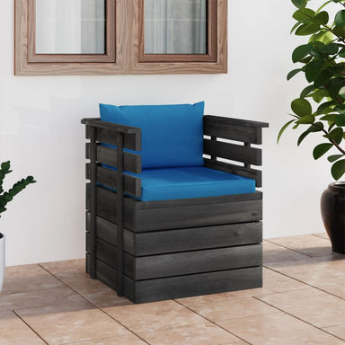Tuinfauteuil Met Kussens Pallet Grenenhout 1 lichtblauw