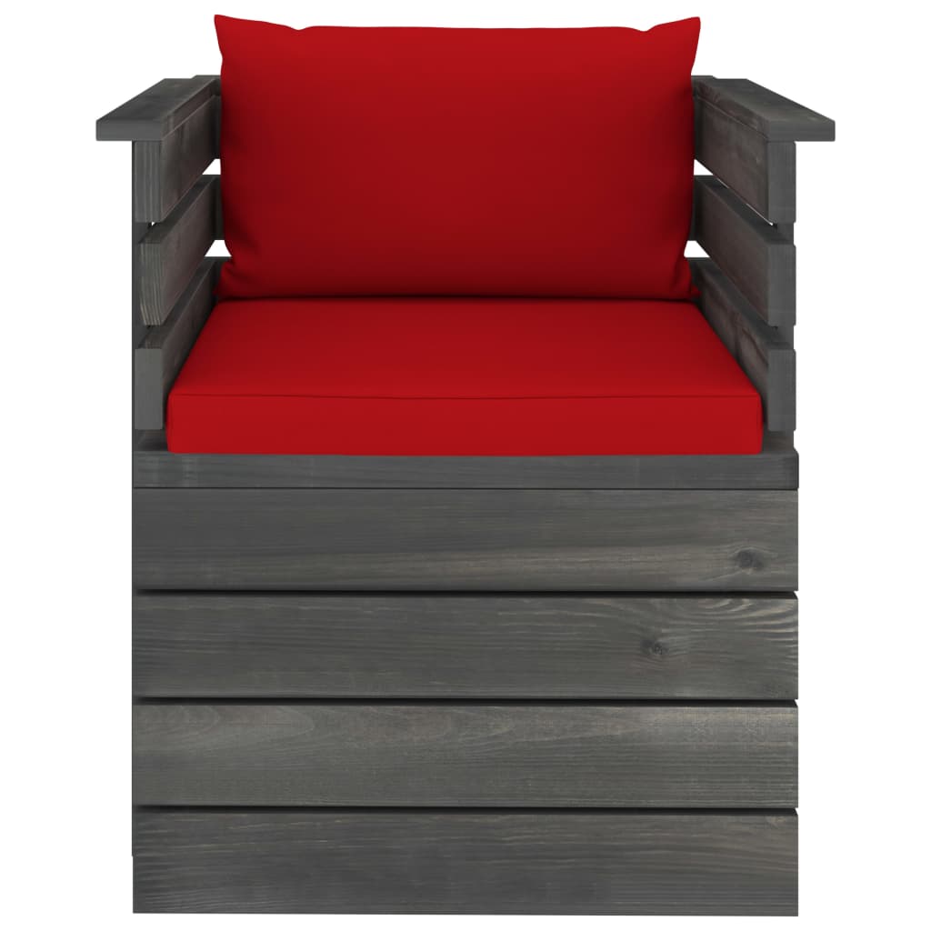 Tuinfauteuil Met Kussens Pallet Grenenhout 1 Rood