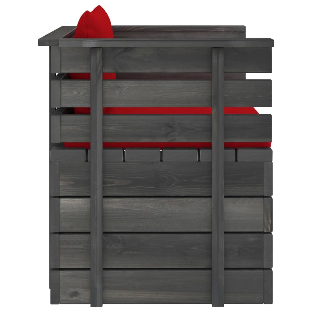 Tuinfauteuil Met Kussens Pallet Grenenhout 1 Rood