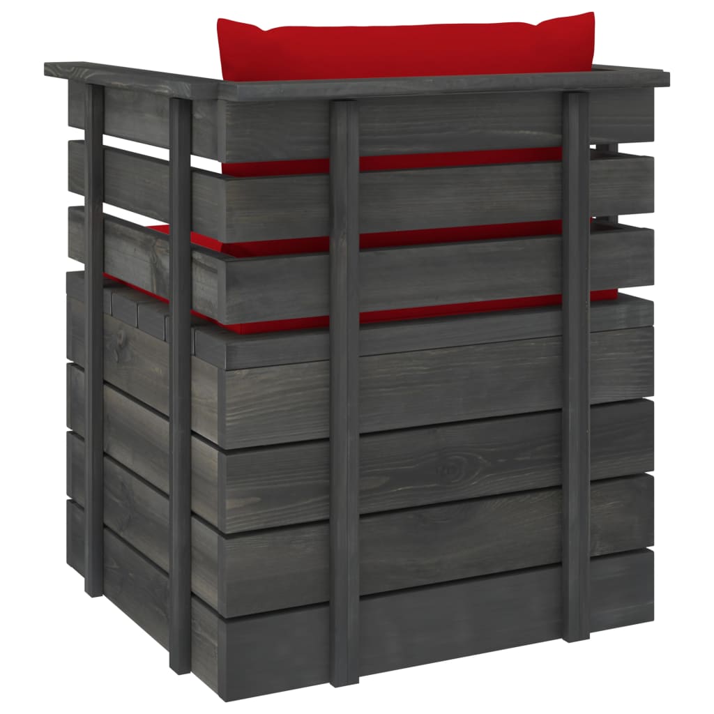 Tuinfauteuil Met Kussens Pallet Grenenhout 1 Rood