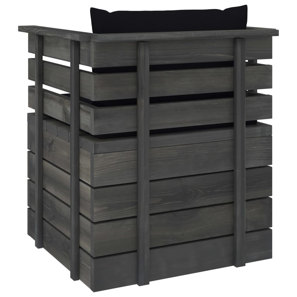 Tuinfauteuil Met Kussens Pallet Grenenhout 1 Zwart