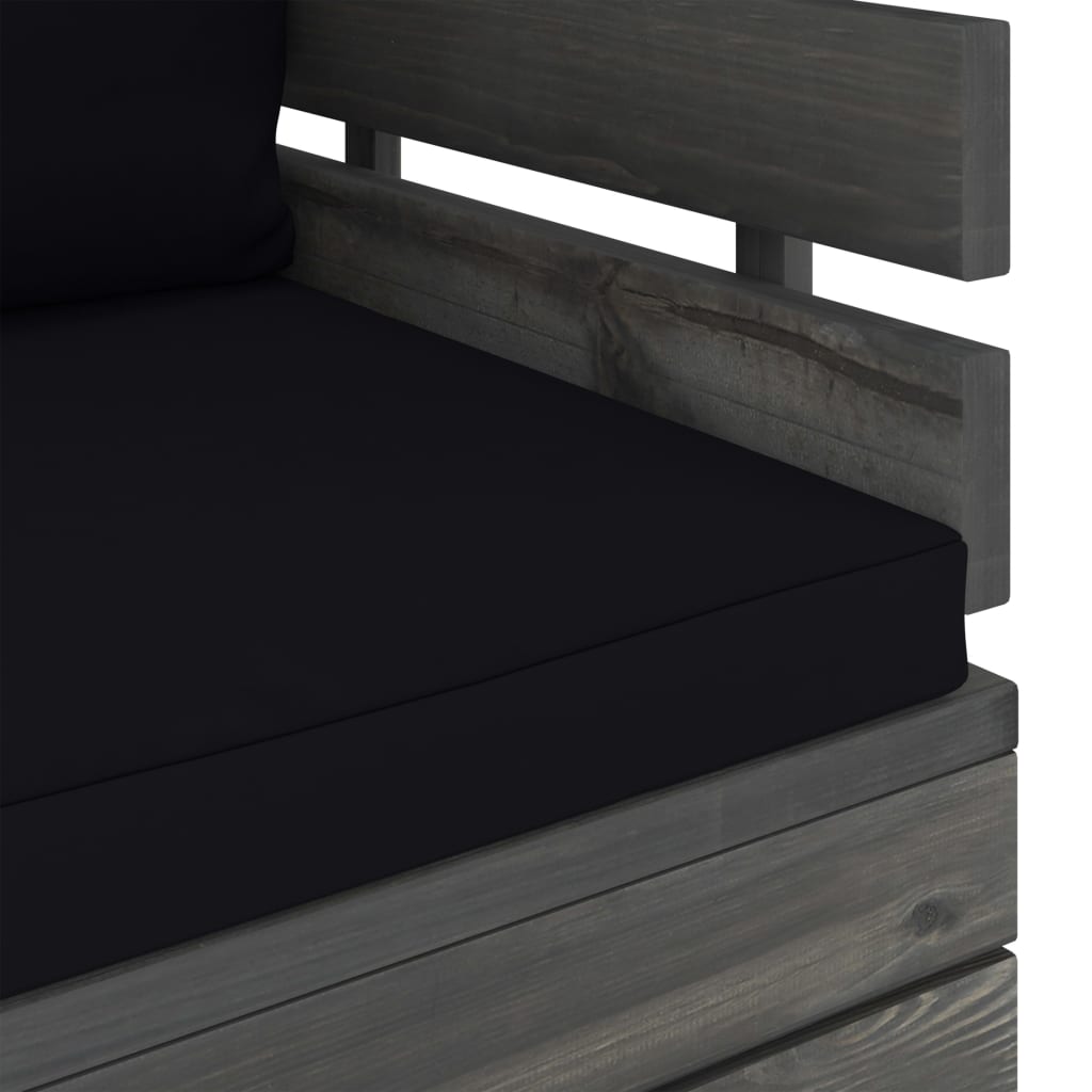 Tuinfauteuil Met Kussens Pallet Grenenhout 1 Zwart