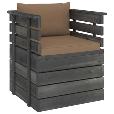 Tuinfauteuil Met Kussens Pallet Grenenhout 1 Taupe