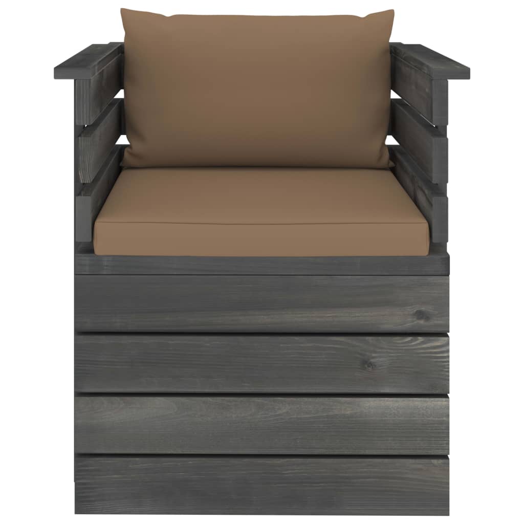 Tuinfauteuil Met Kussens Pallet Grenenhout 1 Taupe