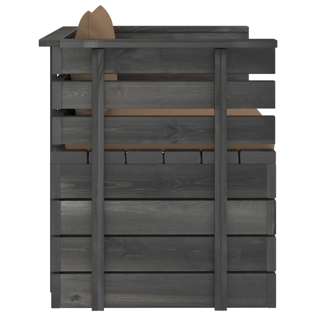 Tuinfauteuil Met Kussens Pallet Grenenhout 1 Taupe