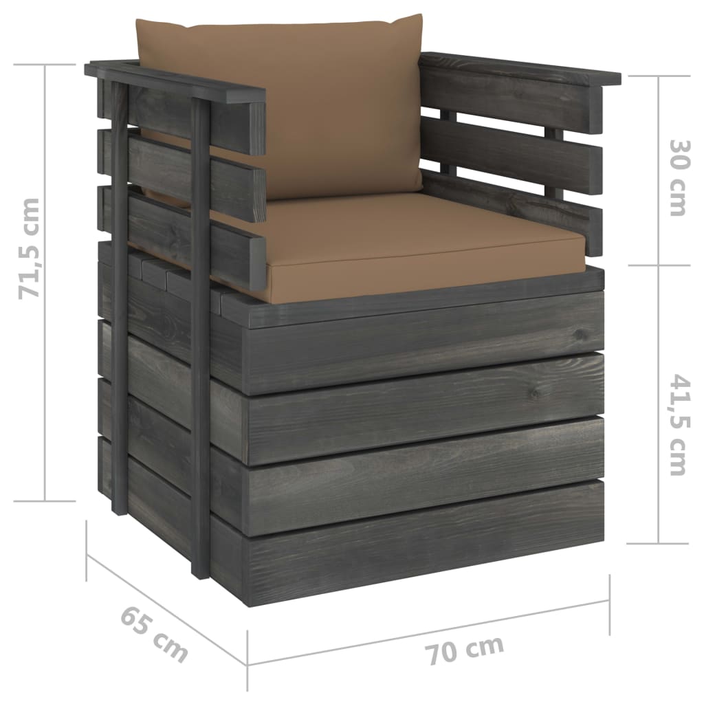 Tuinfauteuil Met Kussens Pallet Grenenhout 1 Taupe