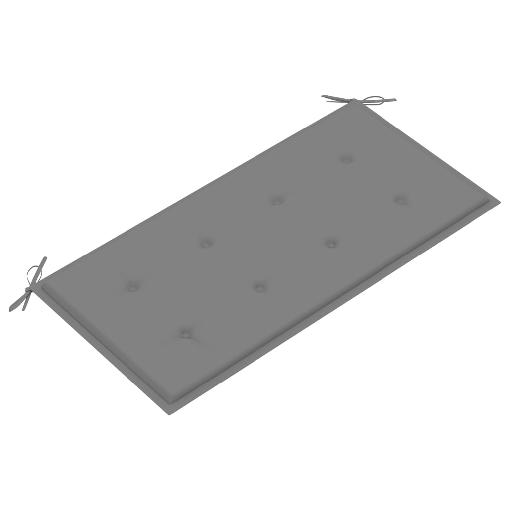 Tuinbank met grijs kussen 112 cm massief teakhout