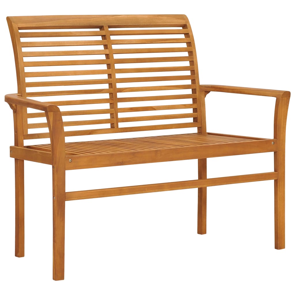 Tuinbank Met Blauw Kussen 112 Cm Massief Teakhout