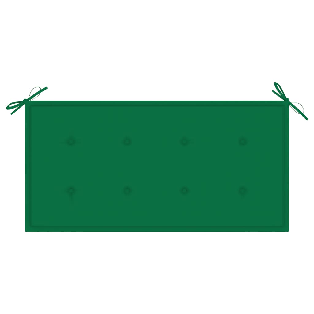 Tuinbank met groen kussen 112 cm massief teakhout
